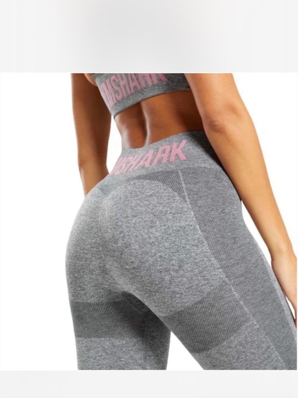 Gymshark Women’s Flex High-Waist Leggings in Charcoal Marl with Pink Logo